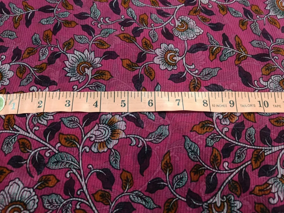 100% silk chiffon floral printed fabric 44" wide available in four colors