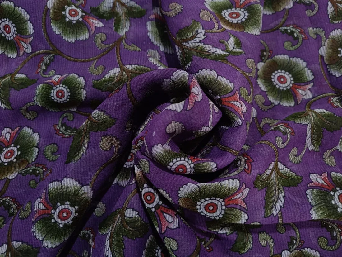 100% silk chiffon floral printed fabric 44" wide available in four colors