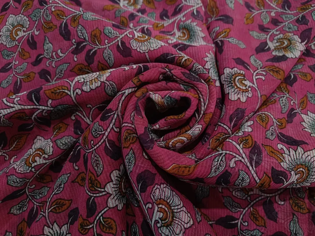 100% silk chiffon floral printed fabric 44" wide available in four colors