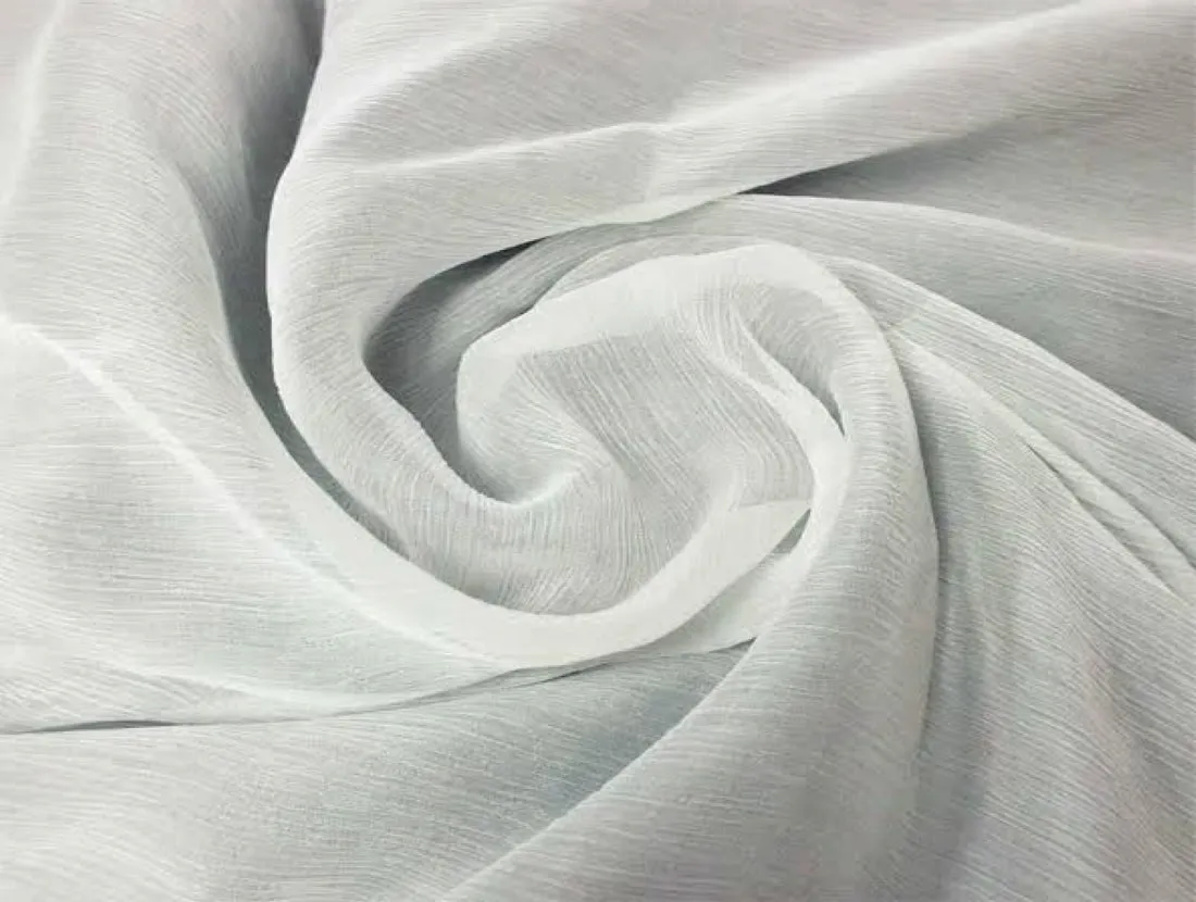 100% silk crinkled chiffon fabric ~ 44&quot; wide Dyeable
