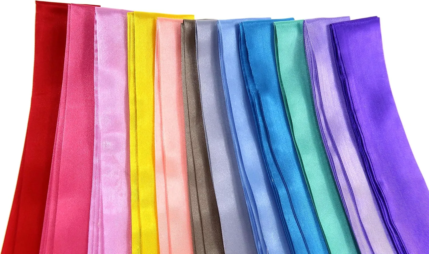 12 Set Mixed Designs Satin Head Hair Handbag Handle Highlights Scarf Tie Bundle