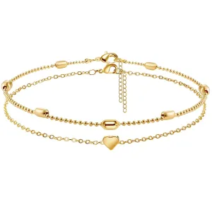 14k Gold Plated Layered Anklets Set