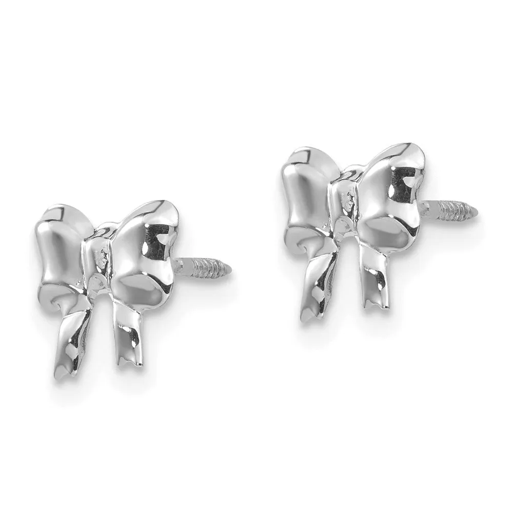 14KT White Gold 8X5MM Stud Bow Earrings