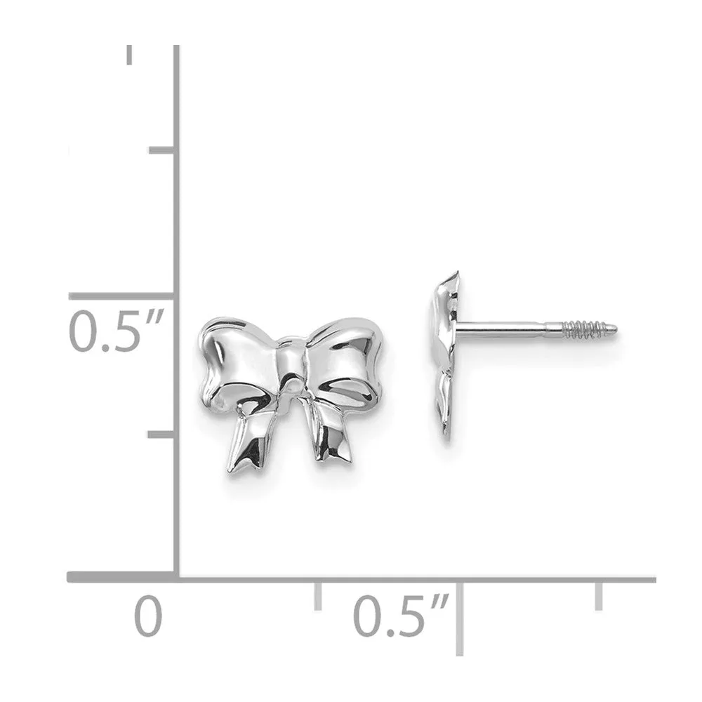14KT White Gold 8X5MM Stud Bow Earrings