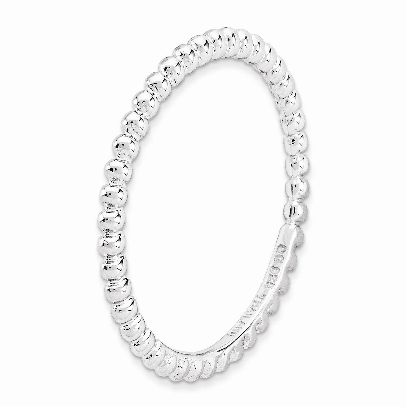 1.5mm Rhodium Plated Sterling Silver Stackable Beaded Band