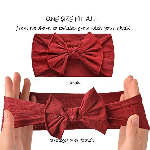 16PCS Baby Nylon Headbands Hairbands Hair Bow Elastics for Baby Girls Newborn Infant Toddlers Kids