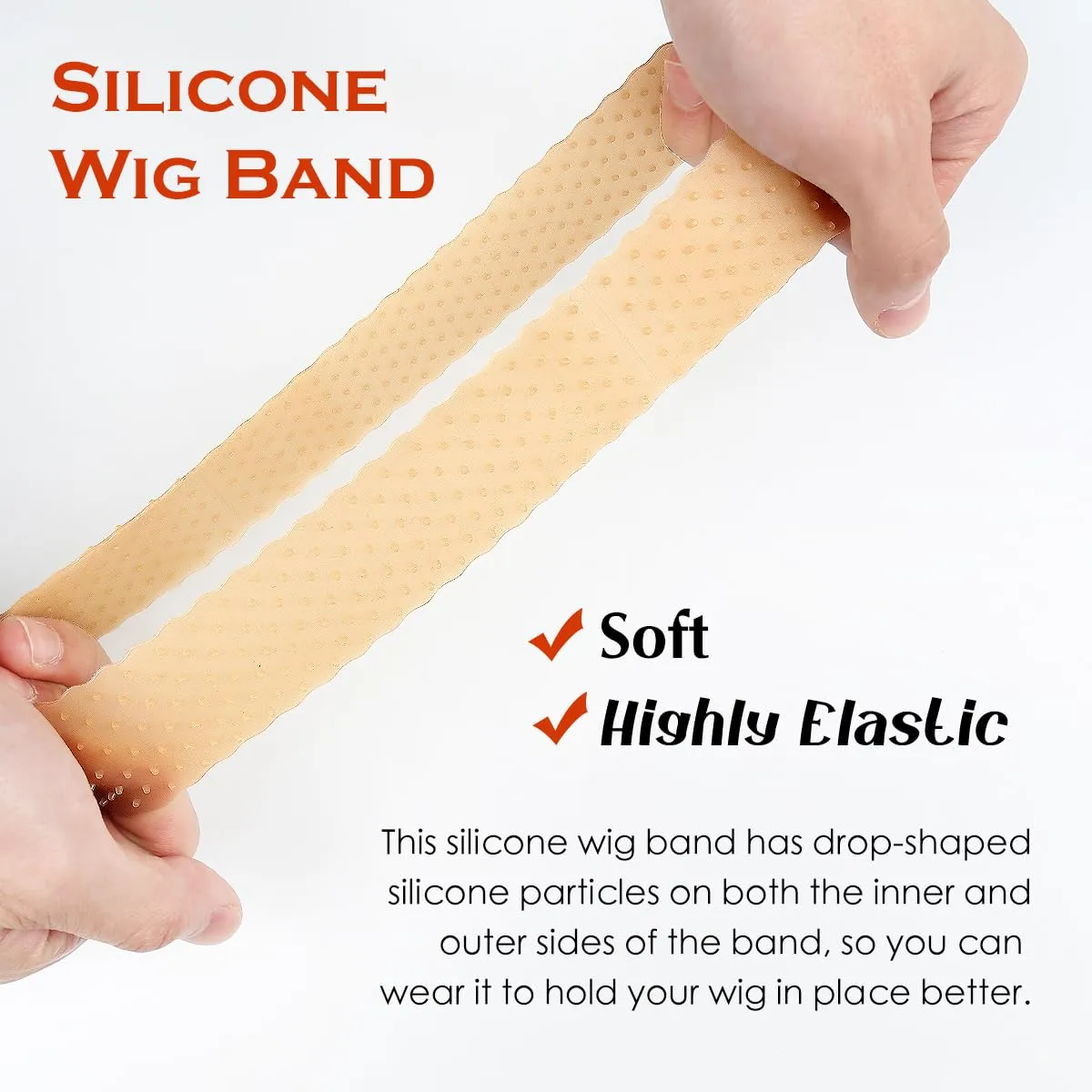 2 Pcs Silicone Wig Grip Band for Lace Front,Wig Bands for Keeping Wigs in Place, Wig Accessory for Women Wigs,Adjustable Wig Gripper Headband for Women (Beige)