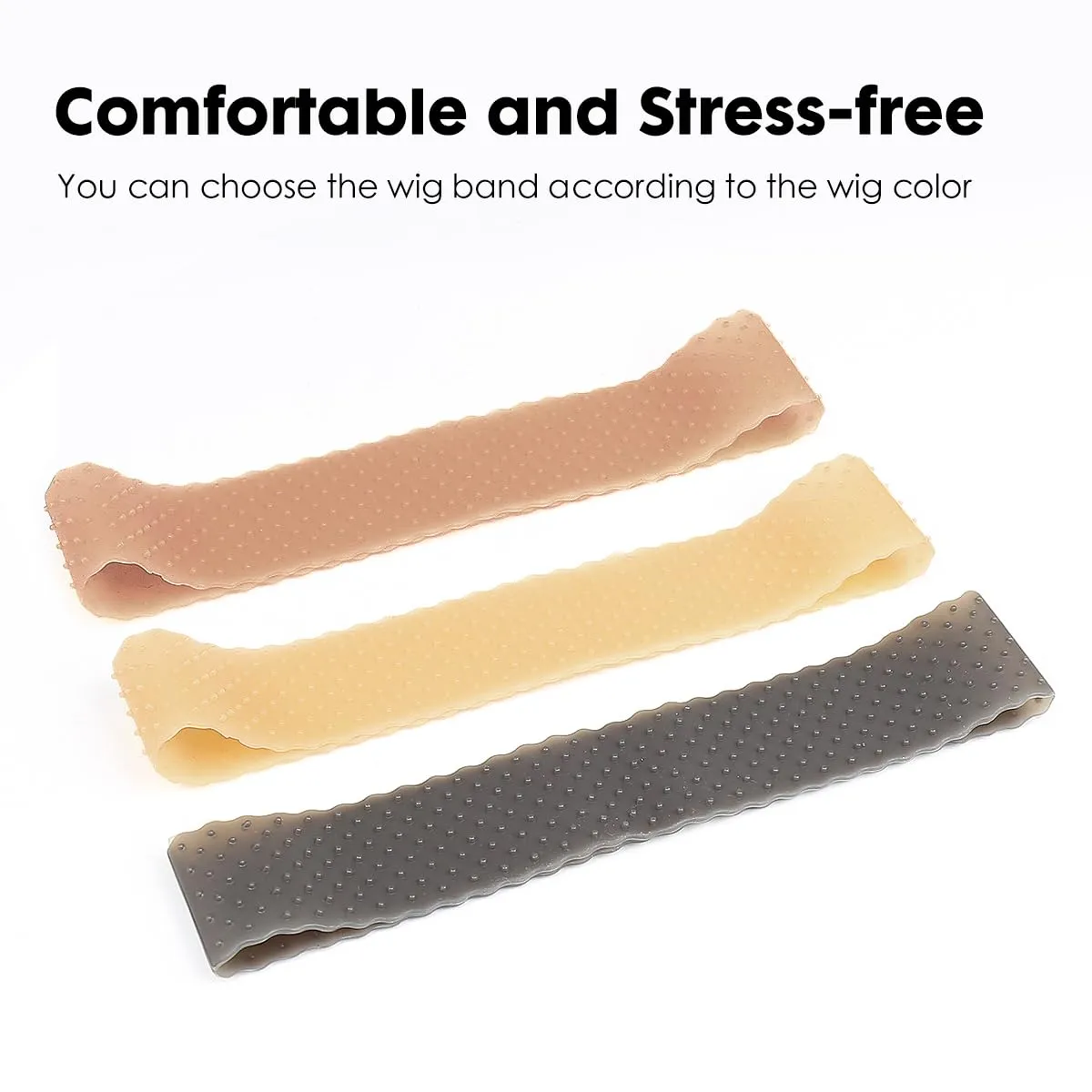 2 Pcs Silicone Wig Grip Band for Lace Front,Wig Bands for Keeping Wigs in Place, Wig Accessory for Women Wigs,Adjustable Wig Gripper Headband for Women (Beige)