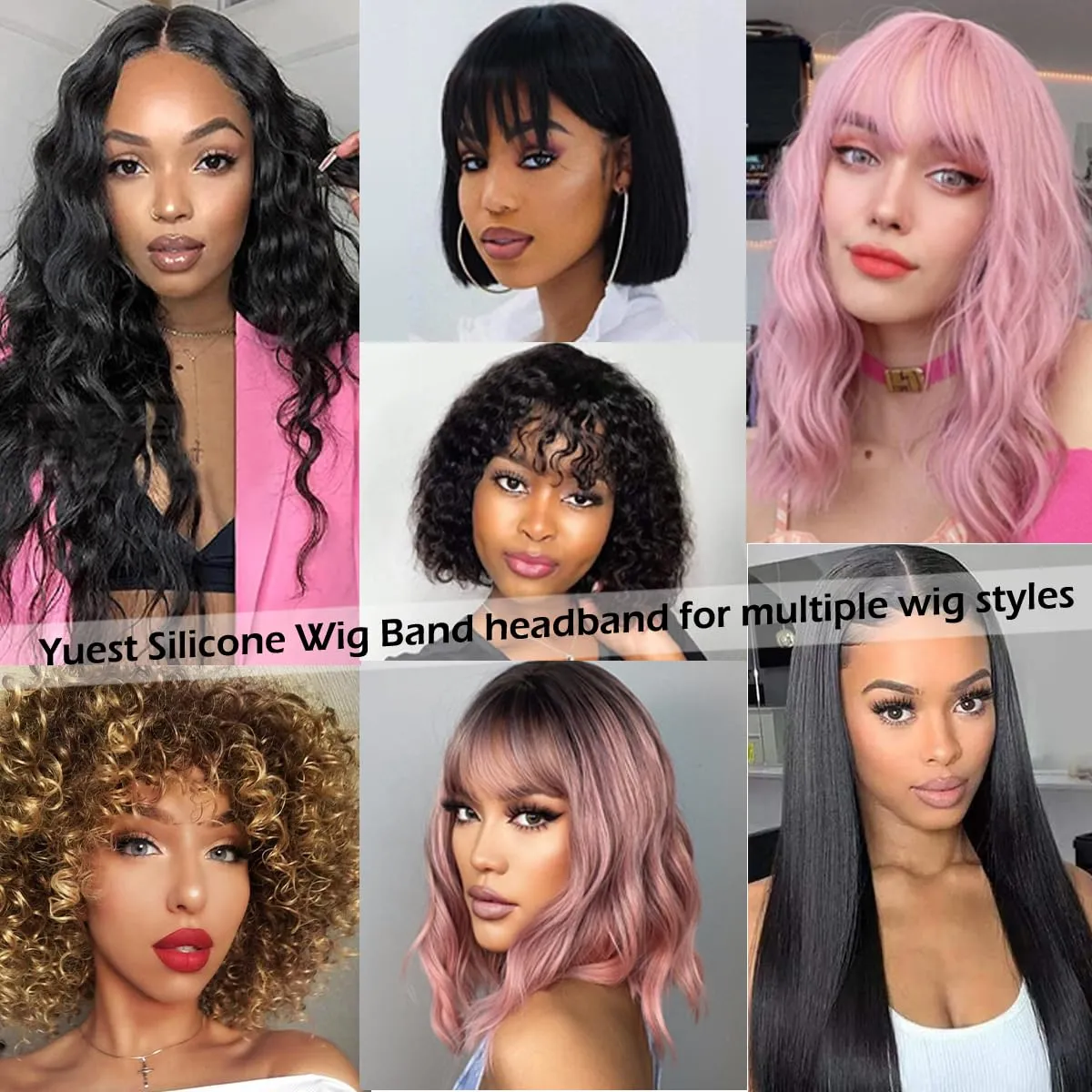 2 Pcs Silicone Wig Grip Band for Lace Front,Wig Bands for Keeping Wigs in Place, Wig Accessory for Women Wigs,Adjustable Wig Gripper Headband for Women (Beige)