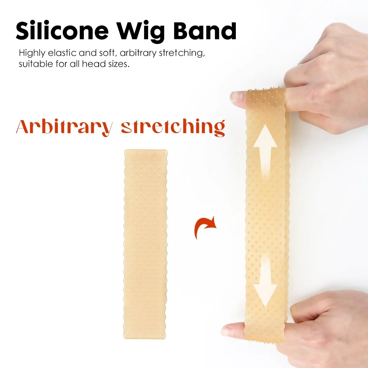 2 Pcs Silicone Wig Grip Band for Lace Front,Wig Bands for Keeping Wigs in Place, Wig Accessory for Women Wigs,Adjustable Wig Gripper Headband for Women (Beige)