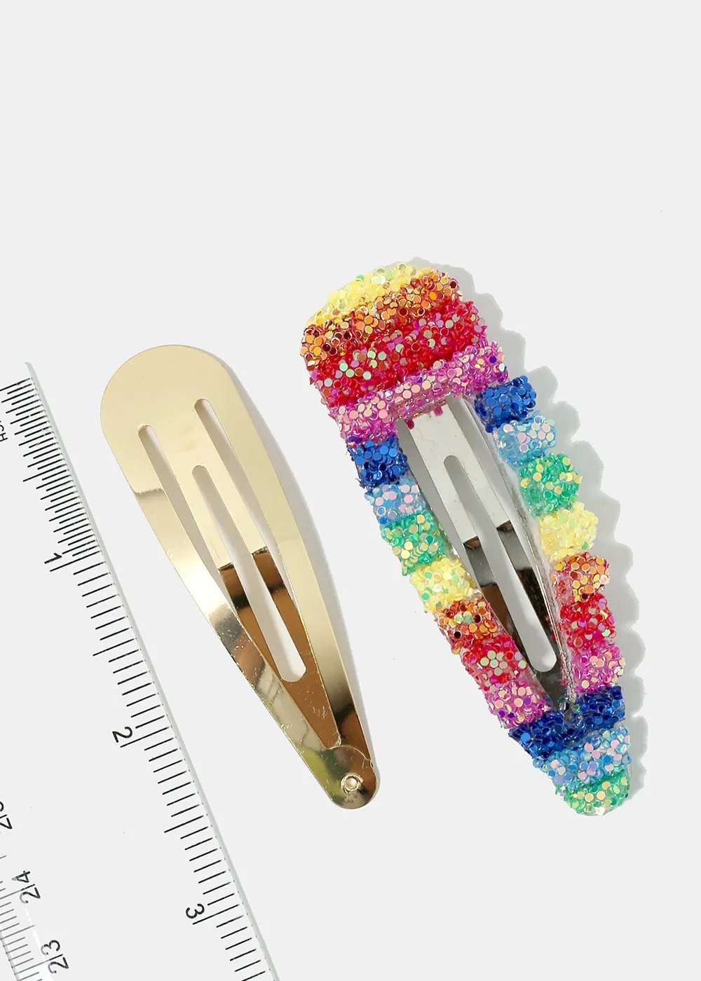 2-Piece Glittery Rainbow Snap Clips