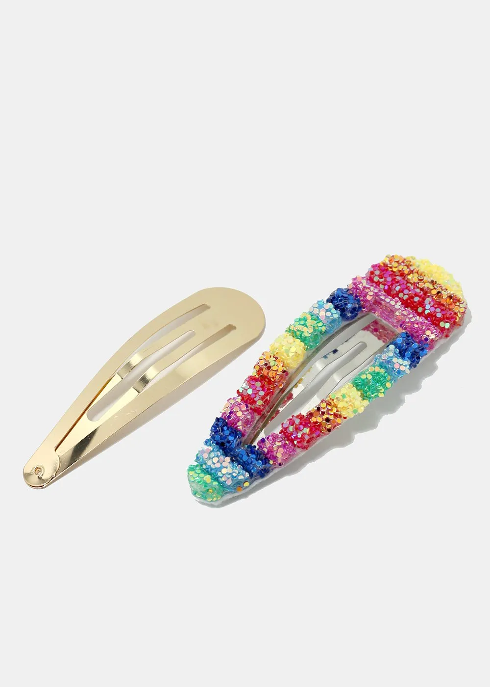 2-Piece Glittery Rainbow Snap Clips