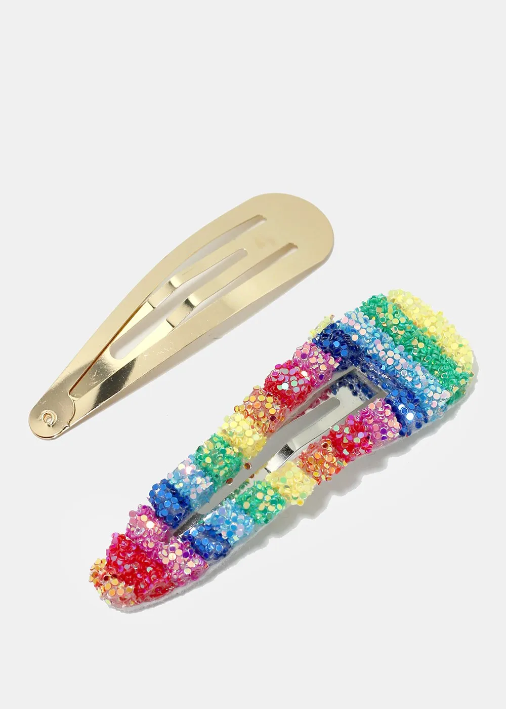 2-Piece Glittery Rainbow Snap Clips