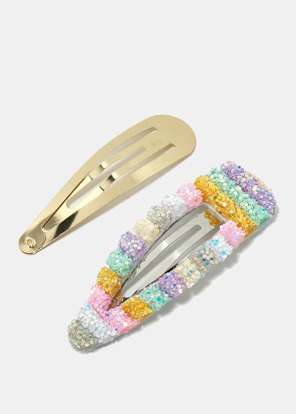 2-Piece Glittery Rainbow Snap Clips