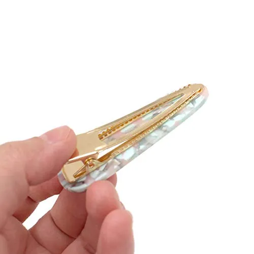 20 Pieces Acrylic Resin Hair Barrettes Gold Duckbill Totoise Clips Pearl Hair Barrettes Fashion Geometric Alligator Hair Clips for Women and Youngster Ladies Hair Accessories