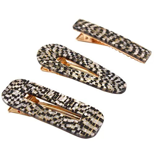 20 Pieces Acrylic Resin Hair Barrettes Gold Duckbill Totoise Clips Pearl Hair Barrettes Fashion Geometric Alligator Hair Clips for Women and Youngster Ladies Hair Accessories