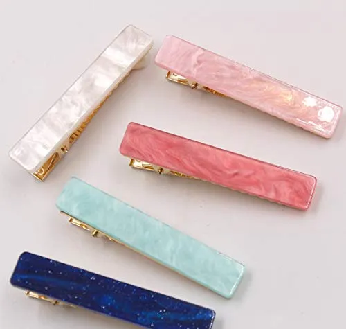 20 Pieces Acrylic Resin Hair Barrettes Gold Duckbill Totoise Clips Pearl Hair Barrettes Fashion Geometric Alligator Hair Clips for Women and Youngster Ladies Hair Accessories