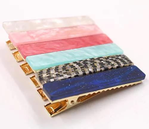 20 Pieces Acrylic Resin Hair Barrettes Gold Duckbill Totoise Clips Pearl Hair Barrettes Fashion Geometric Alligator Hair Clips for Women and Youngster Ladies Hair Accessories
