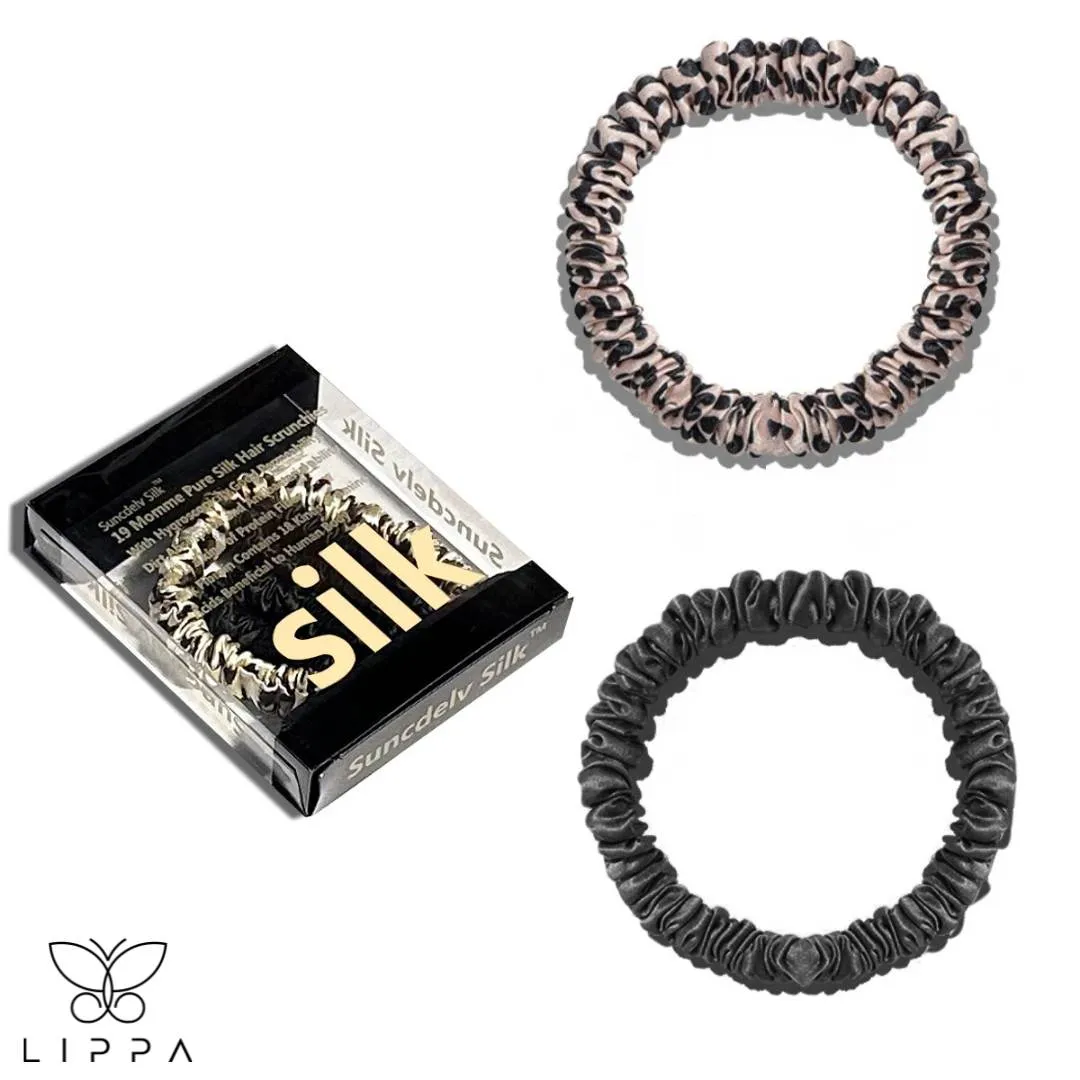 2PCS Box Natural Silk Scrunchies Set