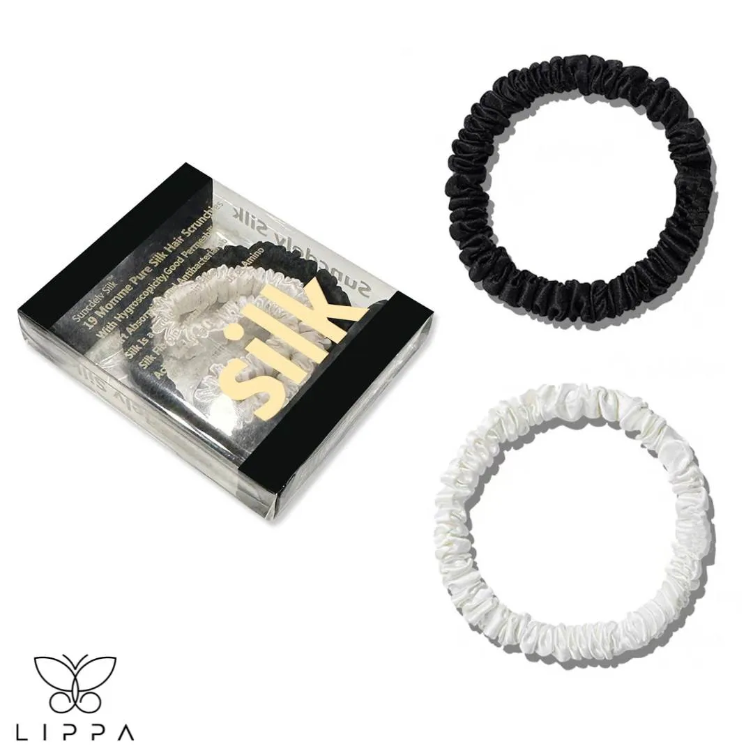 2PCS Box Natural Silk Scrunchies Set