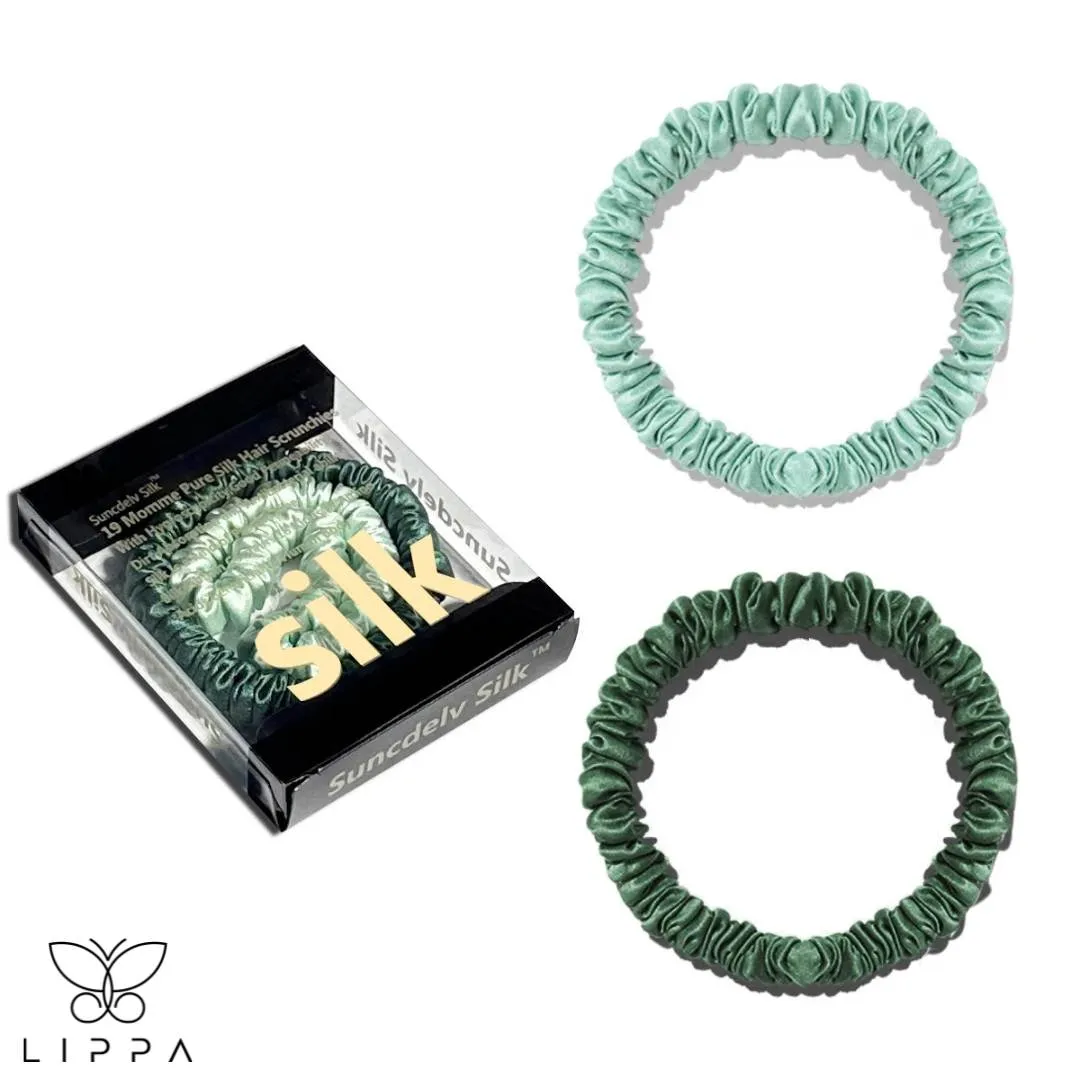 2PCS Box Natural Silk Scrunchies Set