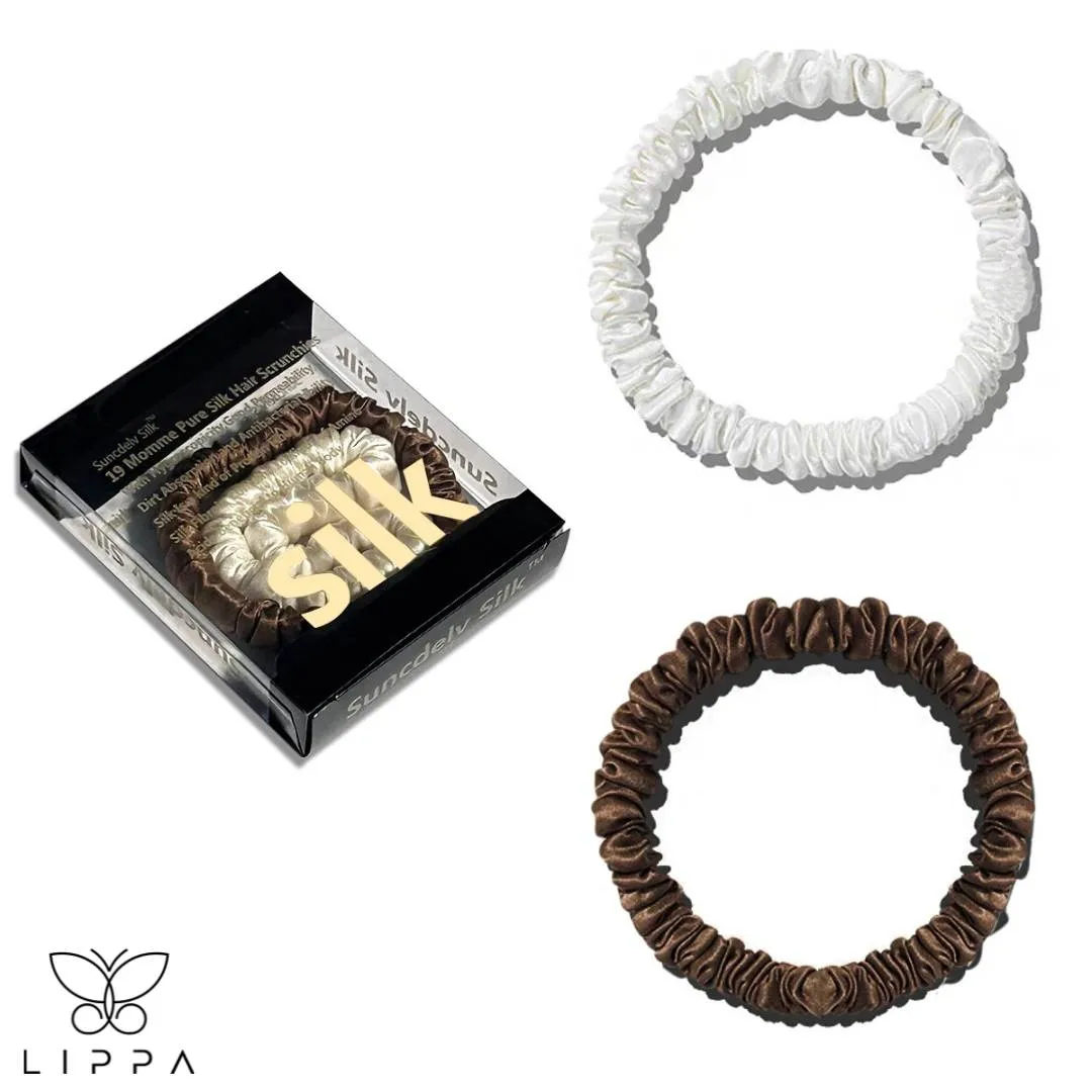 2PCS Box Natural Silk Scrunchies Set