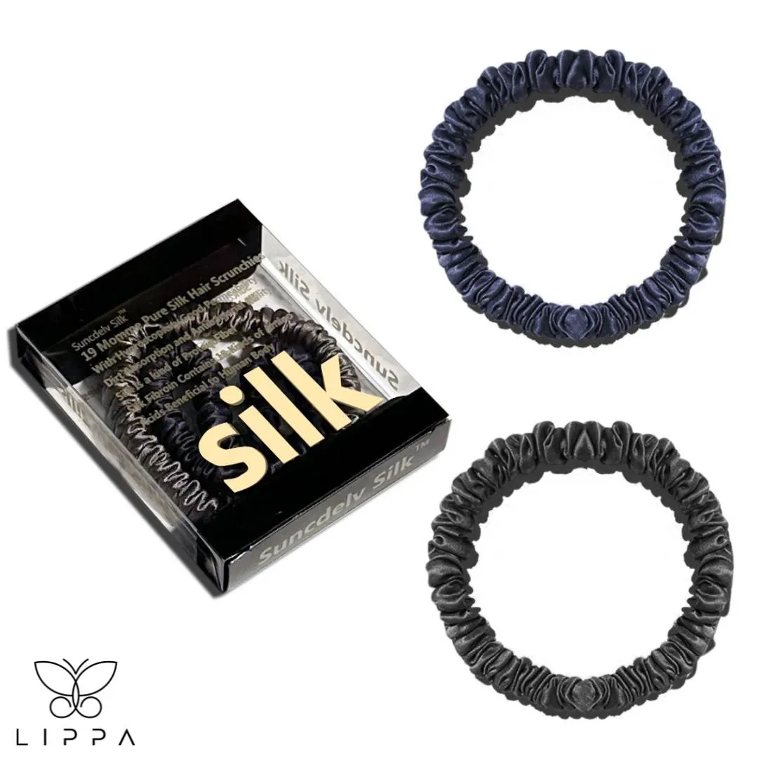 2PCS Box Natural Silk Scrunchies Set