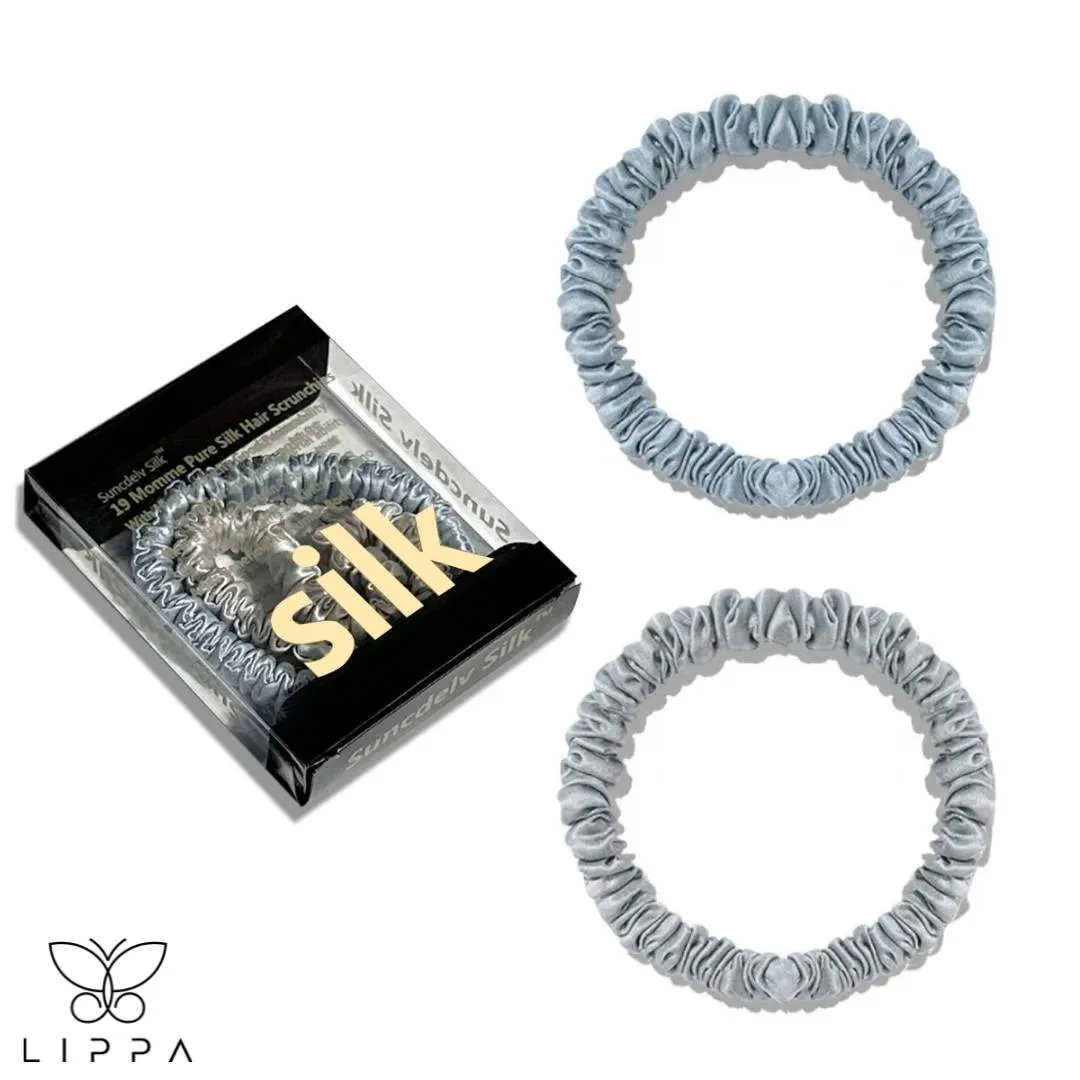 2PCS Box Natural Silk Scrunchies Set