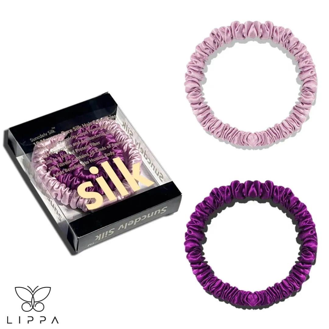 2PCS Box Natural Silk Scrunchies Set