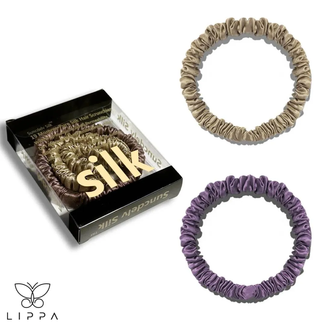 2PCS Box Natural Silk Scrunchies Set