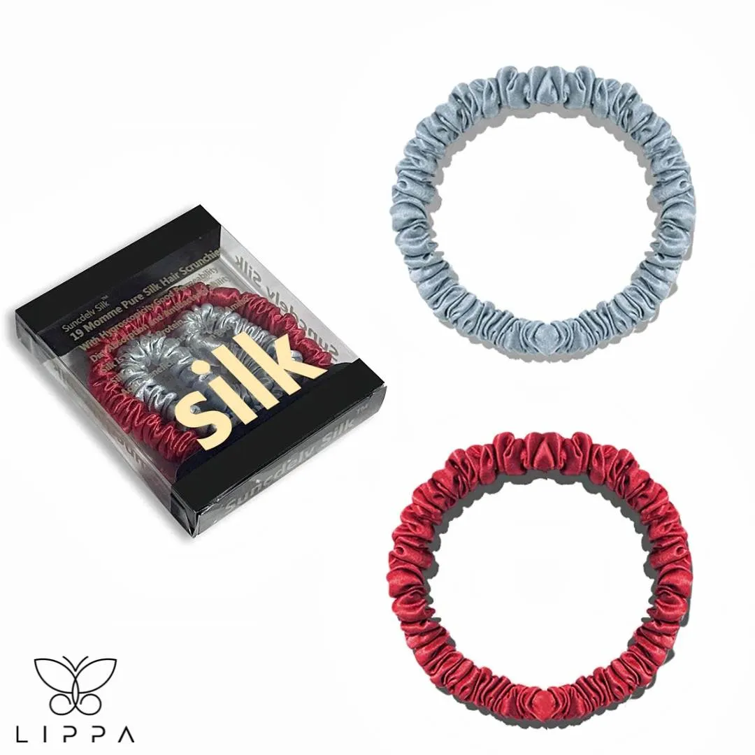 2PCS Box Natural Silk Scrunchies Set