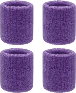 4 Pack 3 inch Wrist Sweatbands Tennis Wrist Bands Absorbent Sweat Band for Men and Women - Elastic Athletic Wrist Bands for Tennis, Basketball, Running, Working Out