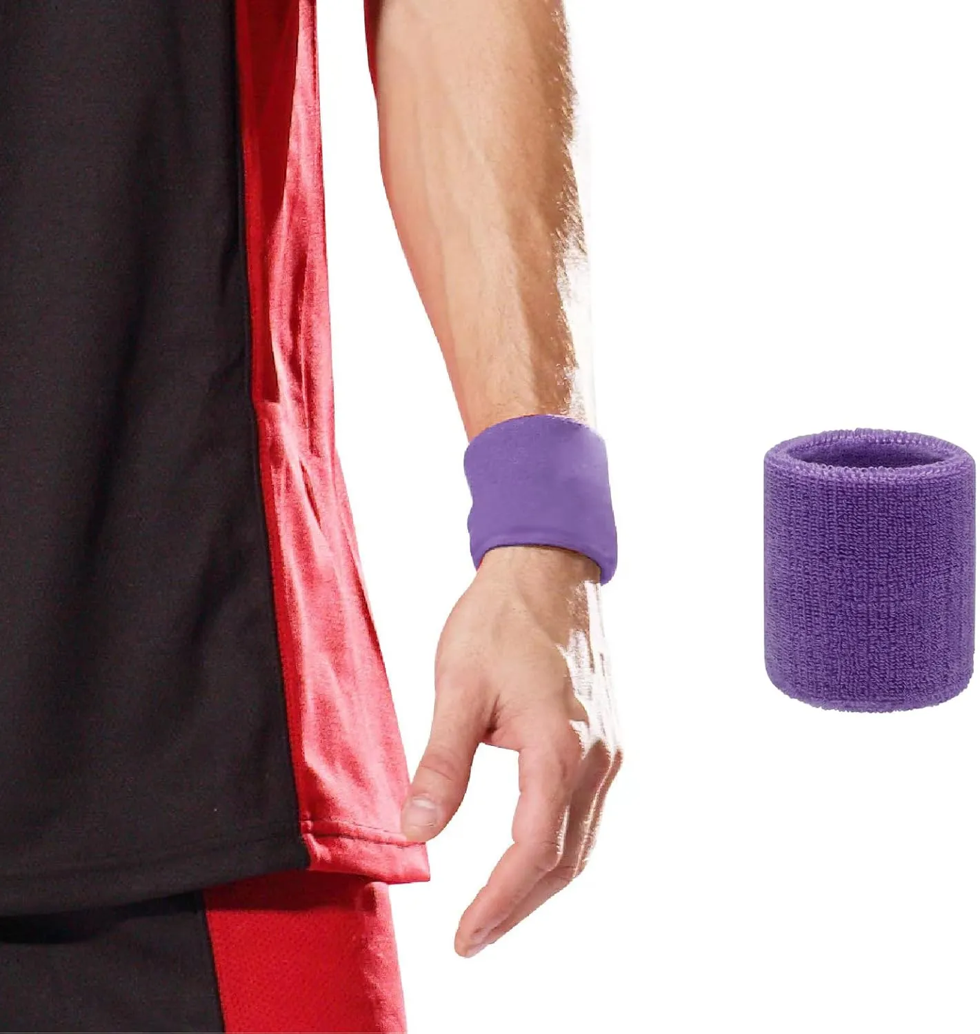4 Pack 3 inch Wrist Sweatbands Tennis Wrist Bands Absorbent Sweat Band for Men and Women - Elastic Athletic Wrist Bands for Tennis, Basketball, Running, Working Out