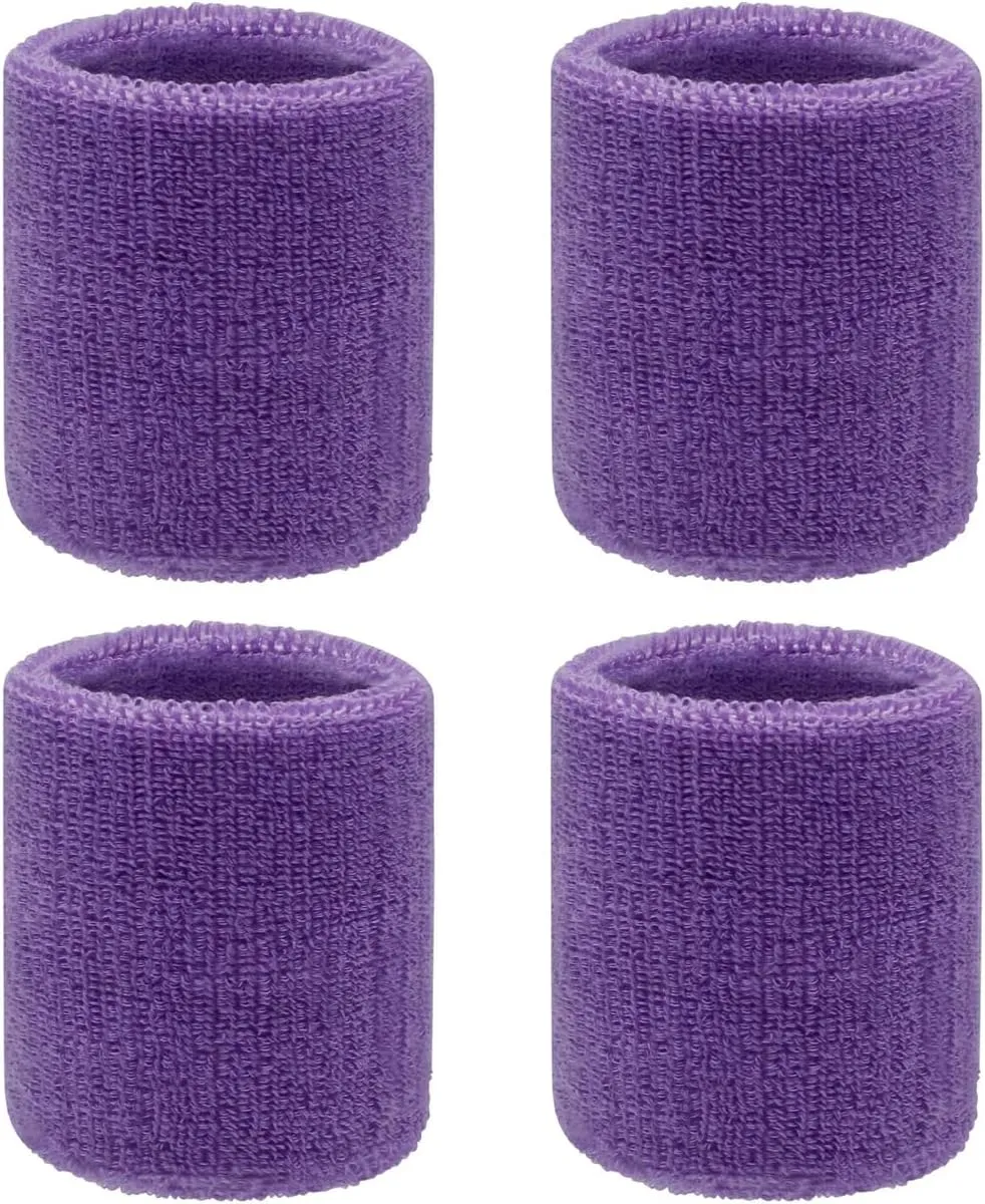 4 Pack 3 inch Wrist Sweatbands Tennis Wrist Bands Absorbent Sweat Band for Men and Women - Elastic Athletic Wrist Bands for Tennis, Basketball, Running, Working Out