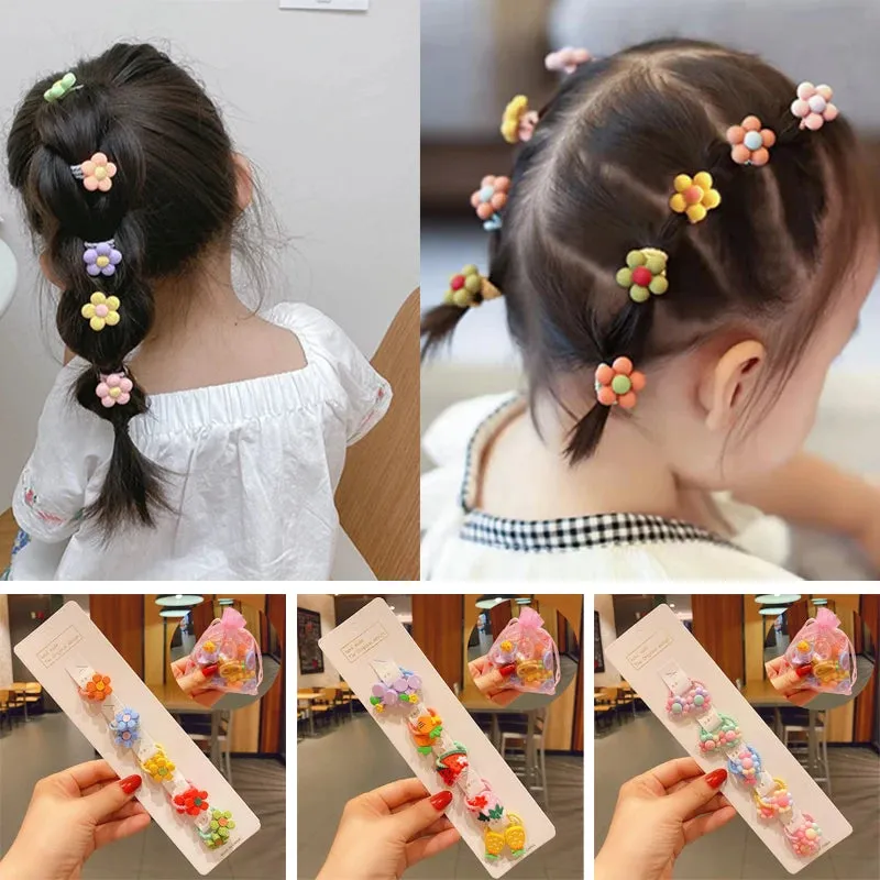 40Pcs/Set Colorful Flower Animal Girls Hairbands Sweet Fruit Elastic