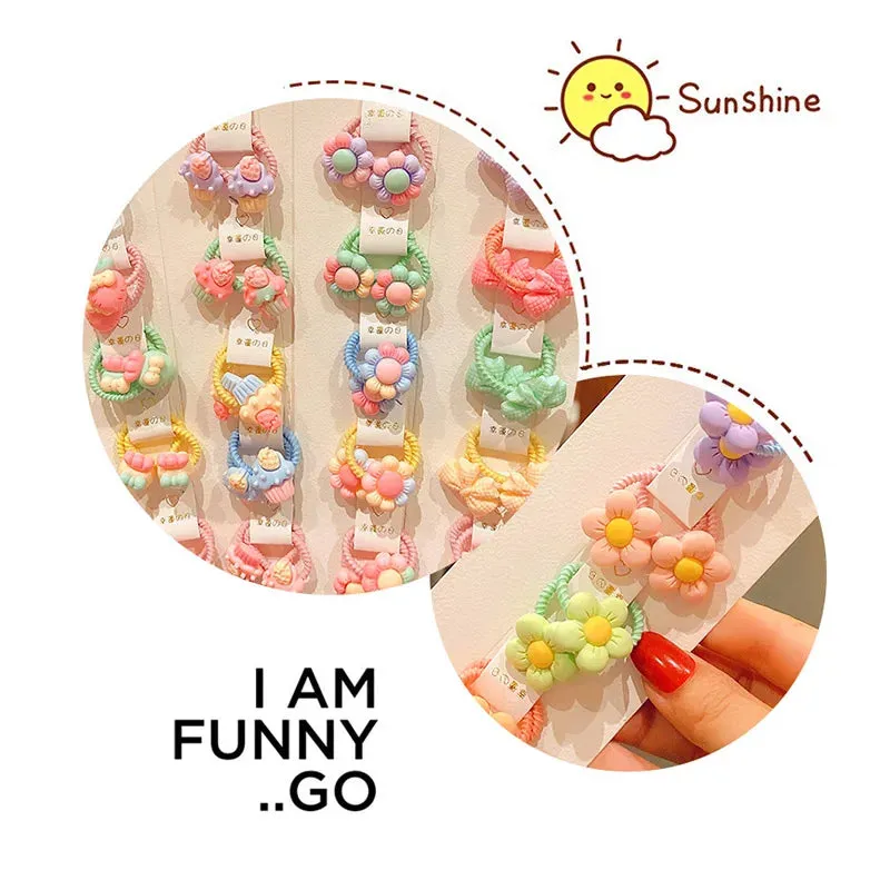40Pcs/Set Colorful Flower Animal Girls Hairbands Sweet Fruit Elastic