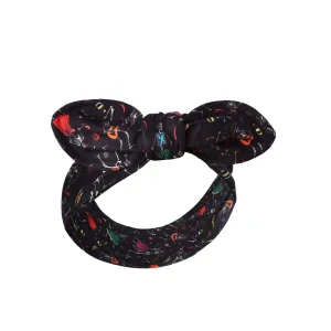 50's Inspired Quirky Headband in Black Mexican Dancing Skeleton Print