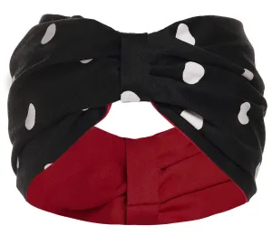 50's inspired Turban  headband in Black-White Polka dots