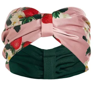 50's inspired Turban  headband in Pink with Strawberries