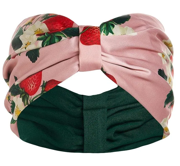50's inspired Turban  headband in Pink with Strawberries