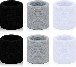 6 Pack Sweatbands Sports Wristband for Men & Women, Breathable Wrist Band Absorbent Sweat Band for Tennis, Basketball, Running, Gym, Working Out
