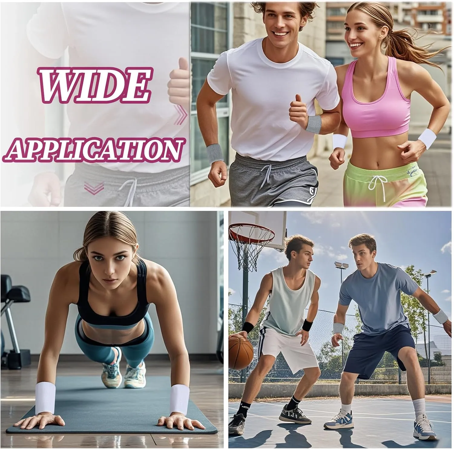 6 Pack Sweatbands Sports Wristband for Men & Women, Breathable Wrist Band Absorbent Sweat Band for Tennis, Basketball, Running, Gym, Working Out