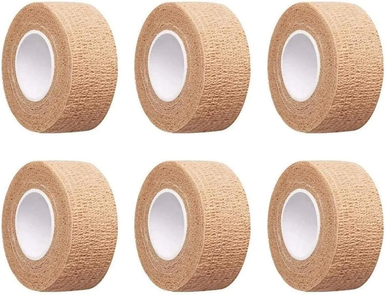 6 Pieces 1 Inch Wide Skin Colour Elastic Self- Adhesive Bandage Finger Tape,Wrap Bandages, for Wrist and Ankle Sprains & Swelling
