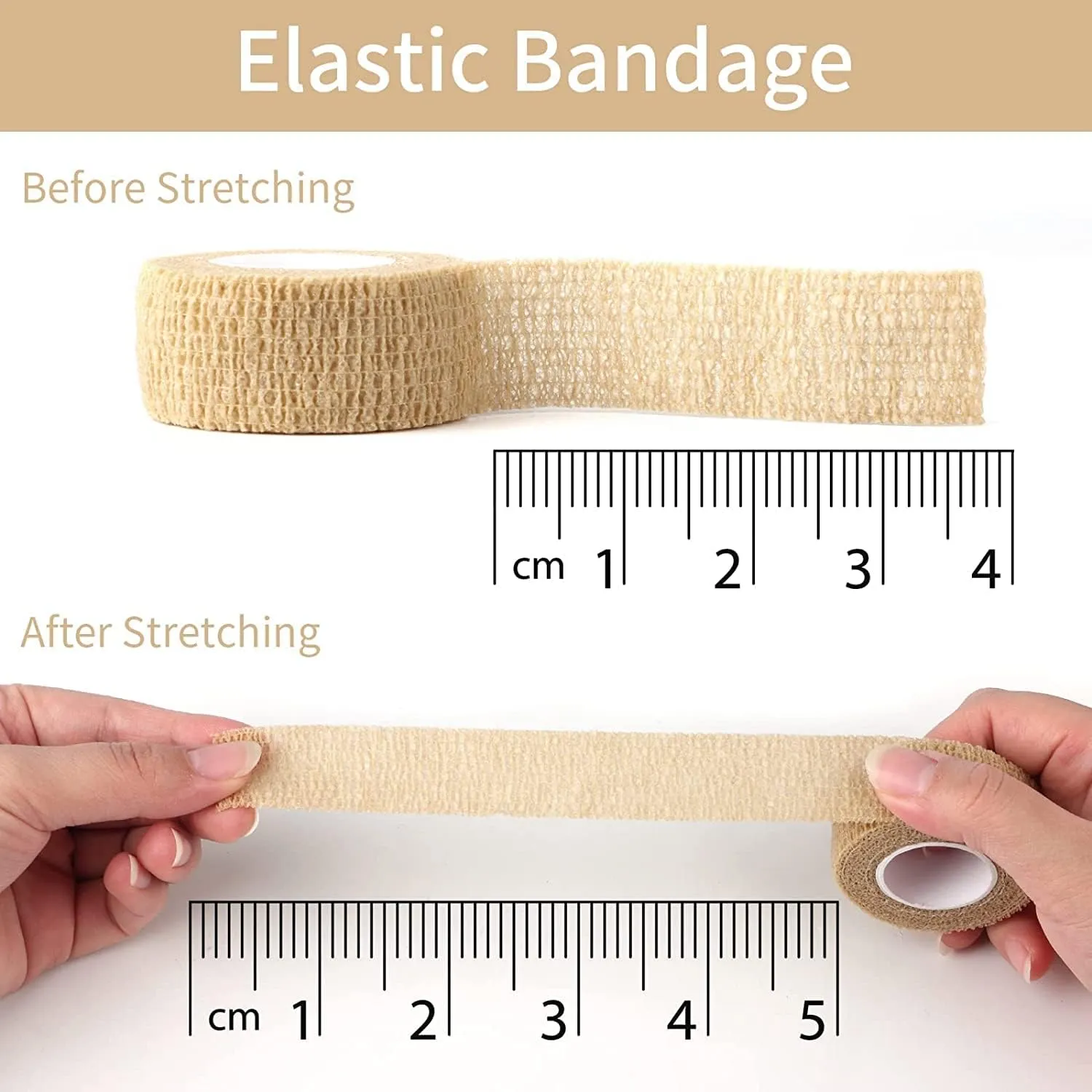 6 Pieces 1 Inch Wide Skin Colour Elastic Self- Adhesive Bandage Finger Tape,Wrap Bandages, for Wrist and Ankle Sprains & Swelling