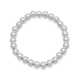 7" 7mm Sterling Silver Bead Stretch Bracelet