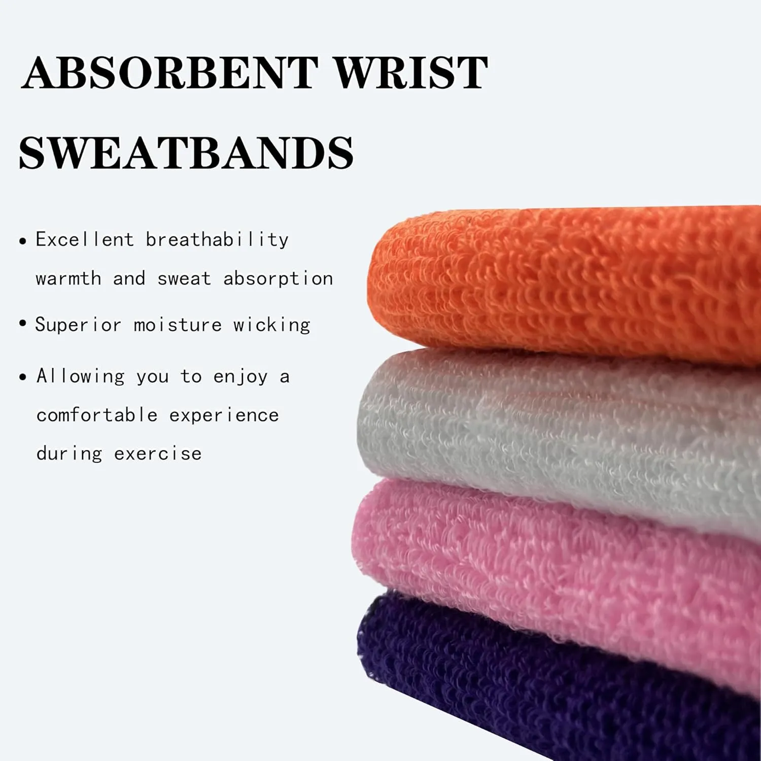 8 Pack Wrist Sweatbands Tennis Wrist Bands Absorbent Sweat Band for Men and Women, Breathable Cotton Sweatbands for Working Out, Football, Basketball, Running Athletic Sports