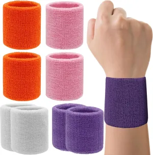 8 Pack Wrist Sweatbands Tennis Wrist Bands Absorbent Sweat Band for Men and Women, Breathable Cotton Sweatbands for Working Out, Football, Basketball, Running Athletic Sports