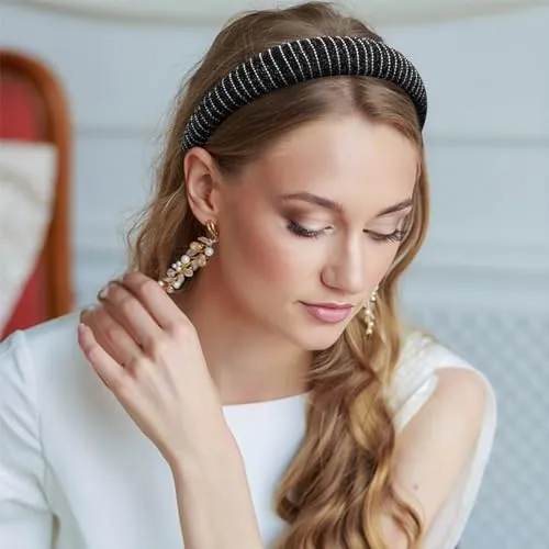 ACO-UINT Black Rhinestone Headband for Women, Crystal Hairband Diamond Headband Glitter Fashion Headband, Sparkly Jeweled Headband Rhinestone Hair Accessories for Women Girls