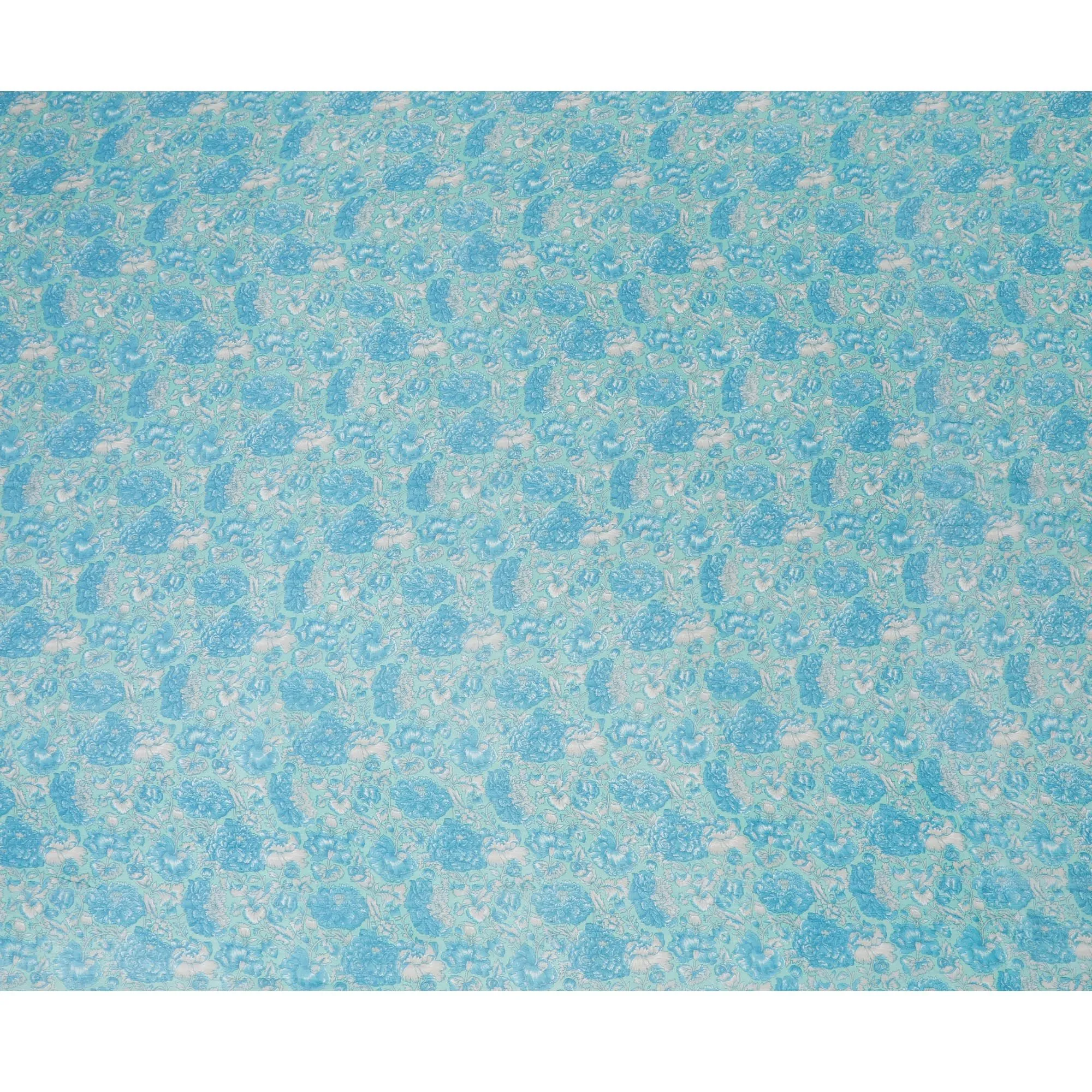 Aquatic Serenity Silk Chiffon Fabric - Refreshing Floral Print, 110cm Wide - Buy Online for Cool Elegance-D18174