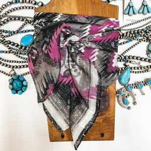 Aztec Silk Wild Rag in Silver and Pink